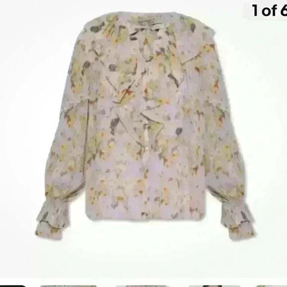 All Saints NET Ava Floral Top Tunic Blouse Long Sleeve Size 10 $159 New - Picture 1 of 4